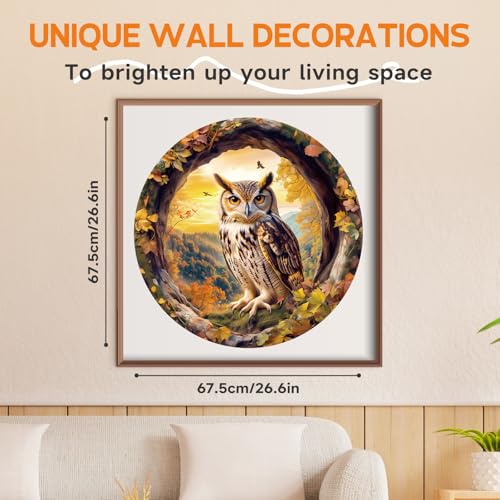 1000 Piece Puzzles for Adults, 26.6 * 26.6in Mountain Owl Puzzle | 1000 Pieces Flat Puzzles with 3D Visual Effect When Completed, Adult Puzzle Games - color: Mountain Owl