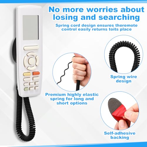 8 Pack 43 Inch Magnetic Remotes Control Holder with Spring Ropes Retractable Cord Remote Holder Wall Mount Anti-Loss Remote Control Leash Wall Mount for Projector TV Fan Couch, Bedside Table - size: 43 Inch