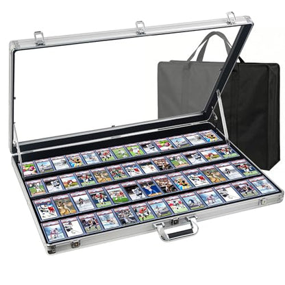 Card Display Case Aluminum Trade Show Display Case Large Portable Trading with Lock for Collectibles, Sports Cards. 34IN x 22IN - Silver - size: 34"X 22'-Silver