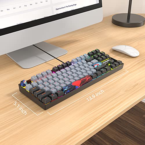 75 Percent Mechanical Gaming Keyboard, 87 Keys RGB Backlit Wired Keyboard TKL Compact Keyboard with Linear Red Switches for Laptop PC PS4 PS5 Xbox Gamer(87 Dolch) - color: 87 Dolch/Red Swicth