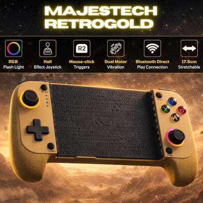 MAJESTECH (LIMITED EDITION) Phone Game Controller For iPhone/Android, RGB Hall Joystick, Mechanical Trigger, Xbox Cloud/Playstation Remote Play/Call of Duty/Roblox Wireless Bluetooth Mobile Gaming Gamepad