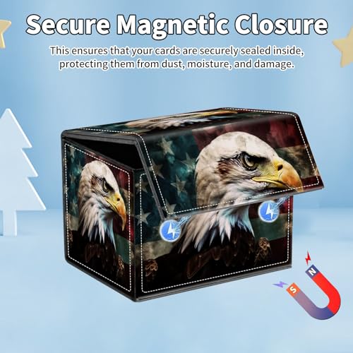 for MTG Commander Deck Box,Card Deck Box for Trading Yugioh MTG,Fits 100 Double Sleeved Cards,PU Leather Strong Magnet Case for Magic Commander TCG CCG,American Flag Eagle - color: American Flag Eagle