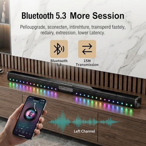 HUICHANG 360° Surround Soundbar 150W Peak BT 9D Audio Home TV PC | 8-unit 360°surround,150W peak,9D virtual audio,dual passive radiators,AUX/Coaxial/USB in,portable theater.