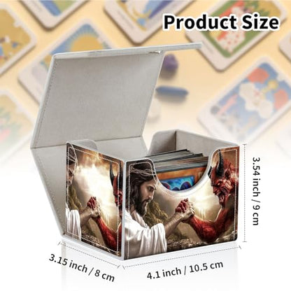 Stylish MTG Deck Box for 110+ Cards, Magnetic Commander Deck Case with Bonus Game Card Pouch, Durable Storage for TCG and Sleeved Magic Cards, Jesus And Devil - color: Jesus And Devil