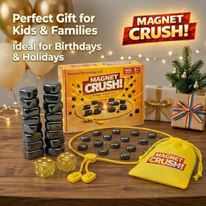 Magnet Crush Magnetic Strategy Board Game for Kids & Adults, Fun Tabletop Magnet Placement Game, STEM Educational Toy, Family Party Game, Travel Game, Puzzle Brain Teaser, Gift for Ages 9+