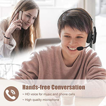 Trucker Bluetooth Headset V5.0, Wireless Headset with Noise Canceling&Mute Microphone for Cell Phones, On Ear Bluetooth Headphone for Computer, Zoom Meetings, Skype, Home Office - style: BH-M100 with Dongle
