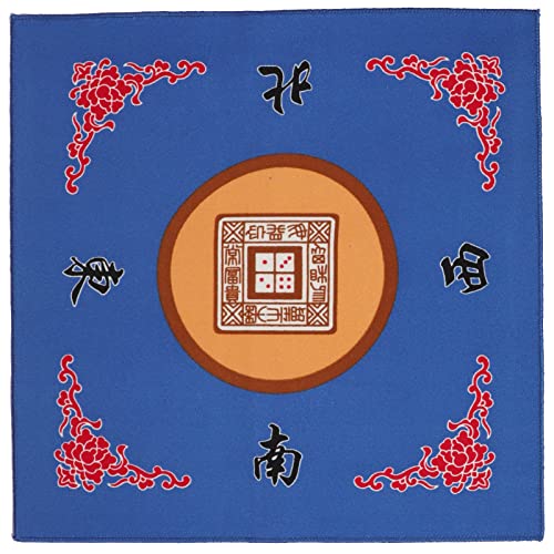 Mahjong Mat with 3 Dice & Carrying Bag, Anti Slip and Noise Reduction Mahjong Table Mat for Poker, Card, Board & Tile Games (Blue, 31.5 inches,Thick：0.1"/2mm) - color: Blue