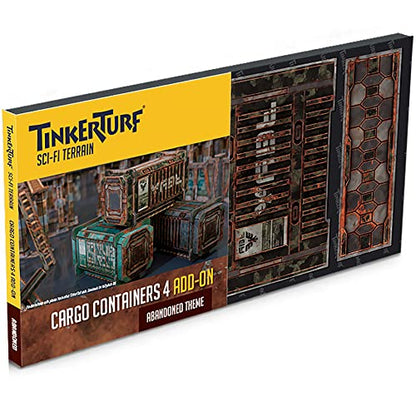 TinkerTurf Sci-Fi Terrain: Cargo Containers 4 Add-On, 3 Containers Included, Neutral Theme, Modeular Design, Easy Storage, Virtually Limitless Setups - style: Series 4 - Abandoned