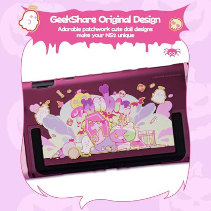 GeekShare Slim Protective Case Compatible with Switch 2 (2025), Anti-Scratche and Shock-Absorption Dockable Hard Shell for Switch 2 Game Console - Patch Moe Doll - color: Patch Moe Doll