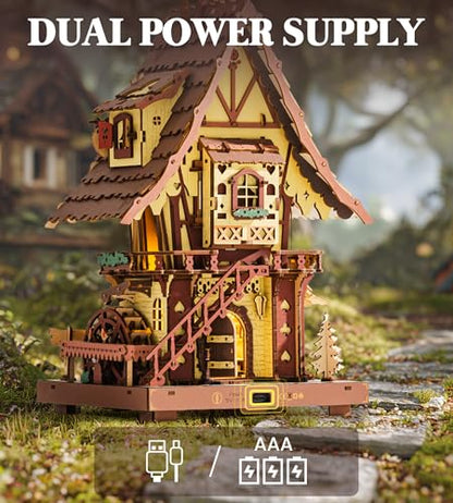ROKR Cuckoo Clock 3D Wooden Puzzle with LED Light & Hourly Chime for Adults | DIY Wooden Clock Model Building Set, Unique Gift for Women Men