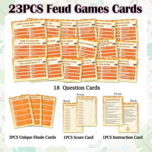 Bible Feud Games, Christian Game Cards, Religious Family Party Games for Family Friend, Friendly Feud Game for Groups, Easter Party Decorations Supplies Favors，04