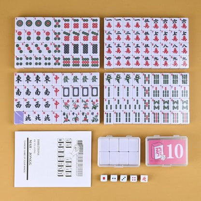 Chinese Small Mahjong Set, 144 Numbered Melamine 1.17" Size Tiles(Purple) and 8 Blank Tiles, with Carrying Travel Bag, English Instruction, Mahjong Mat, Pro Complete Mahjongg Game Set (Majiang) - color: Purple, size: 1.17 in