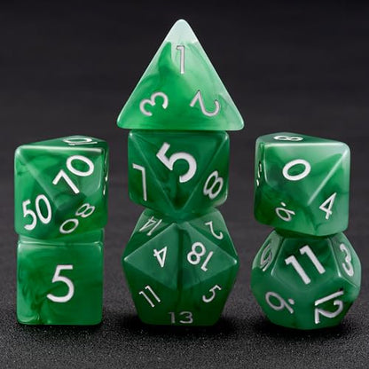 Resin D&D Dice Set, 7-Piece DND Polyhedral Dice (D4, D6, D8, D10, D12, D20, D%) Dungeons and Dragons Dice Set (Imitation Jade) - color: Imitation Jade