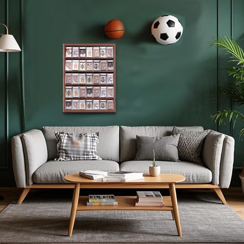 VERANI 35 Graded Sports Baseball Card Display Case Wall Mount Walnut | Lockable Trading Card Wall Cabinet,98% UV Block Acrylic Panel,Premium Wood Frame,Vertical Wall Mount Only - size: Large-Vertical-Walnut-Blacklock