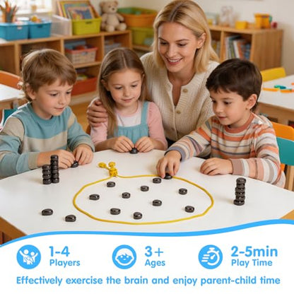Magnet Game with 32 Stones, Magnetic Chess Game with String, for Family & Party & Travel & Camping, Puzzle Strategy Games