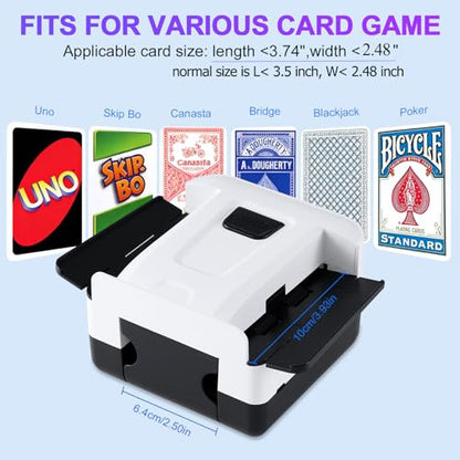 FEIERYA Automatic Card Shuffler 2/1/4/6 Deck,Battery-Operated Electric UNO Poker Shuffler,Playing Card Shuffler for Home Card Game,Travel - size: 2 Decks Rechargeable
