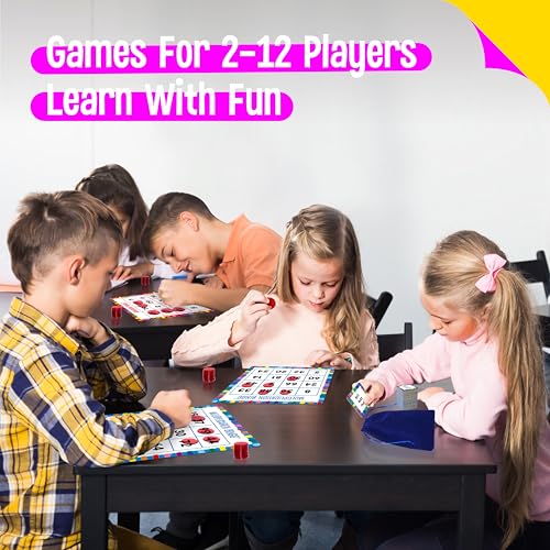 SpriteGru Multiplication & Division Bingo Game, 360 Math Problems, 2 Educational Math Board Game for Kindergarten and Preschool Kids, Perfect for Classroom & At Home - style: Multiplication & Division Bingo Game