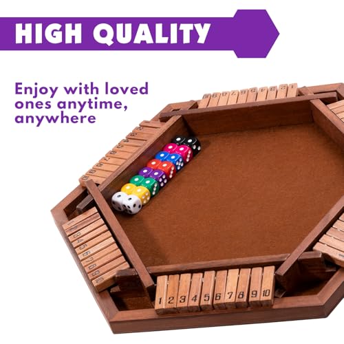 MNYUN Shut The Box Premium Wooden Dice Game - Handcrafted Board Game 2-6 Players, Educational Math Learning Games for Kids Adults, Classic Pub Games Family Party Gift Set - size: 15.7 inches