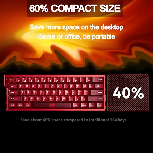 MADLIONS MAD 60HE Mechanical Gaming Keyboard Wired, Magnetic Switch Keyboards Rapid Trigger 8000Hz, Aluminum Keyboard RGB Backlit for PC Laptop - color: translucent red