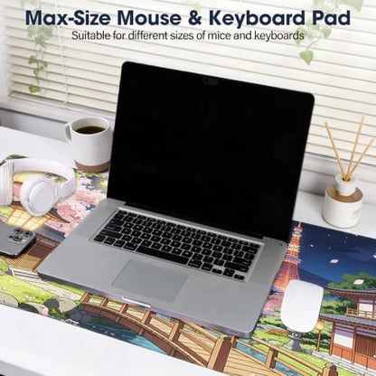 Durable Desk Pad 31.5x15.7 Inch - Thick XXL Mouse Pad, Bridge | Anti Fray Stitched Edges Natural Rubber Base Smooth Fabric Top - color: Bridge, size: 31.5" x 15.7"