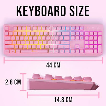 KLIM Chroma Pink Wireless Keyboard – RGB Backlit, Rechargeable Battery, Wireless Keyboard with Water-Resistant Durable Design, Compatible with PC, Mac, PS4, PS5 - color: Pink