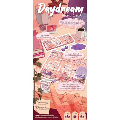 Daydream Board Game | Cozy Roll-and-Write Puzzle with 8 Sceneries, Relaxing Game for Kids & Adults, Ages 8+, 1-5 Players, 15-30 Mins