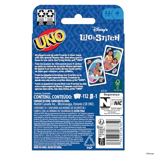 Mattel Games UNO Disney’s Lilo and Stitch Card Game for Kids, Adults & Family with Deck & Special Rule Inspired by the Movie - style: UNO Disney's Lilo and Stitch