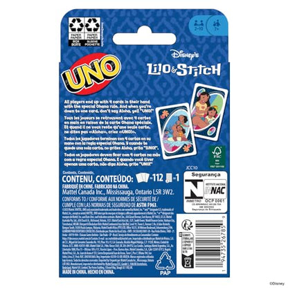 Mattel Games UNO Disney’s Lilo and Stitch Card Game for Kids, Adults & Family with Deck & Special Rule Inspired by the Movie - style: UNO Disney's Lilo and Stitch