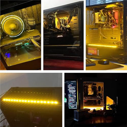 DS Gold Yellow LED Light Strip Computer Lighting with Magnetic for PC Case Lighting Kit (2Pack, 30CM, Molex Connector, S Series，Golden) - color: Golden