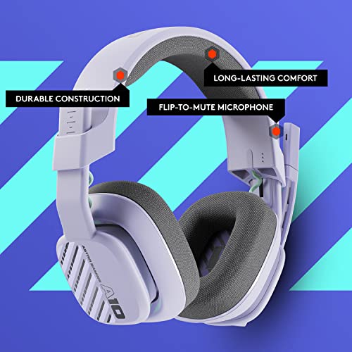 Logitech G Astro A10 Gen 2 Cross-Platform Wired Gaming Headset - Lilac | 3.5mm Headphone Jack, 32mm Drivers, Flip-to-Mute Mic, Over-Ear Cup Design - color: Lilac