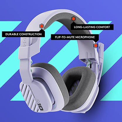 Logitech G Astro A10 Gen 2 Cross-Platform Wired Gaming Headset - Lilac | 3.5mm Headphone Jack, 32mm Drivers, Flip-to-Mute Mic, Over-Ear Cup Design - color: Lilac