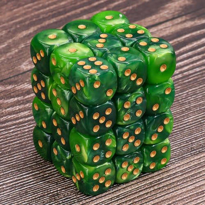 36 Mini Dice Set, 12mm 6 Sided D6 Game Dice, Two Colours (Dark Green & Light Green) with Portable Gaming Box - color: D6-dark Green & Light Green