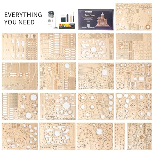 3D Wooden Puzzles DIY Mechanical Wooden Wide Model Kit 1000 Pcs 3D Puzzles for Adults Teens 14+Years Puzzle Enthusiasts Box Clockwork Enchanted Castle