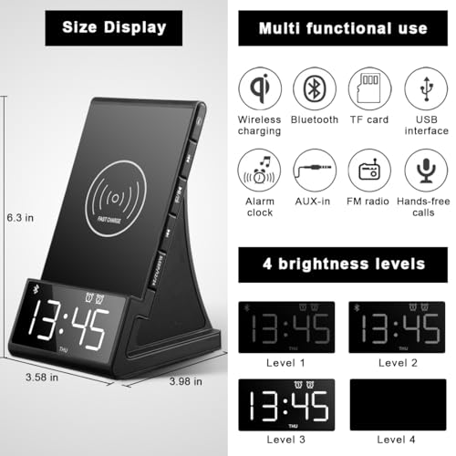 8-in-1 Wireless Charging Station with Bluetooth Speaker, Alarm Clock,FM Radio,Remote Control,Fast Charging Dock Compatible with iPhone 17/16/15/14, Samsung S25/S24,Android Phones