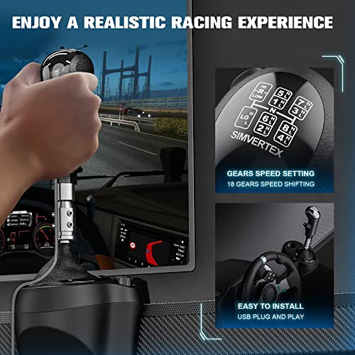 aikeec USB American Truck Simulator Shifter, Gearshift Knob Fit for ATS & ETS2 Games, PC Sim Racing Shifter Compatible with Logitech G27 G29 G920 Thrustmaster TH8A Fanatec - size: ats shifter 1