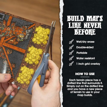 Dungeon Craft Cursed Lands Terrain Set for RPG & DND - 1000+ Double-Sided Dry/Wet Erase Tiles - Modular Battle Map Pieces for Tabletop Games & Dungeon Maps - style: Cursed Lands