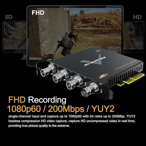 PCIE 4-CH Capture Card for PC, 4CH SDI, 1080P60 (VC41) | Ultra-Low Latency,Multi-Channel Streaming,Video Conferencing,Online Education,Telemedicine Broadcasting,Windows/Linux - color: PCIE-4CH SDI