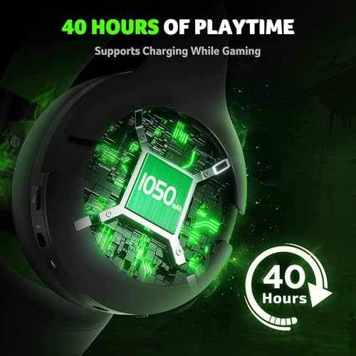 Acer Wireless Gaming Headset for Xbox Series X|S & Xbox One, Bluetooth 5.4 Headphones with Noise Canceling Mic, 3D Surround Sound, 40H Battery, Compatible with PC, PS5, Switch, Mac - Black Green