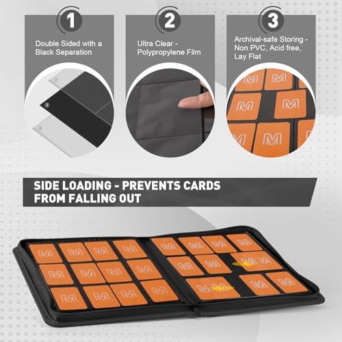 Premium Card Binder 12 Pocket for 720 Pockets Trading Card Binder, PU Zipper Card Collection Album, Sturdy Side-Loading Card Book Holder for MTG, TCG, Game Cards, Sports Cards - color: 12 Black
