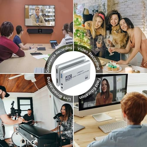 Video Capture Card Nintendo Switch, 4K HDMI Video Capture Card, 1080P 60FPS, HDMI to USB 3.0 Capture Card for Streaming Work with Camera/Xbox/PS4/PS5/PC/OBS - color: Grey