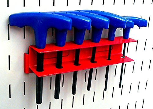Wall Control Screwdriver Holder Bracket Slotted Metal Pegboard Accessory Slotted Tool Board - Red - color: Red, size: 8in x 2in x 2in