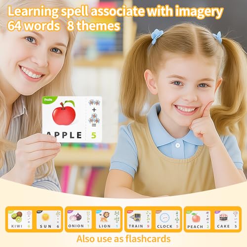 DEGIDEGI Educational Toys for Kids Ages 3-8, Matching Letter Spelling Game ABC Math Learning, Xmas Birthday Party Gifts for 3 4 5 6 7 8 Year Olds Boys and Girls Yellow - color: Yellow