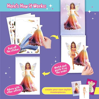 Sticker Dress Up Angels and Fairies Activity Book for Girls | Features guided fashion paper doll scenes; perfect for creative kids ages 5 and up who love imaginative play. - color: Sticker Dress Up Angels and Fairies