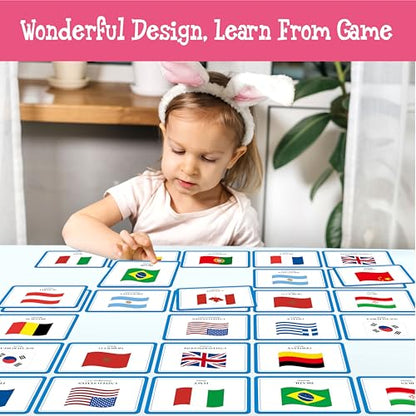 80 PCS Flags of The World Matching Game, A Fun & Fast Countries of The World Picture Memory Match Game, Educational Learning Toys Enhance Memory & Matching Skills for Kids Ages 3 and Up - style: Flags of The World