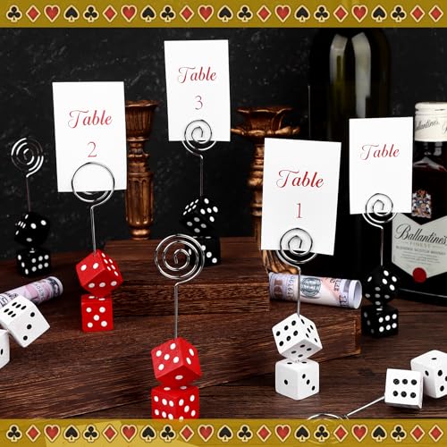 9 Sets Bunco Dice Table Number Stands Table Number Cards with Table Number Holders Dice Place Card Holders Bunco Game Kit for Casino Game Night, Party Favors