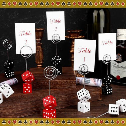 9 Sets Bunco Dice Table Number Stands Table Number Cards with Table Number Holders Dice Place Card Holders Bunco Game Kit for Casino Game Night, Party Favors