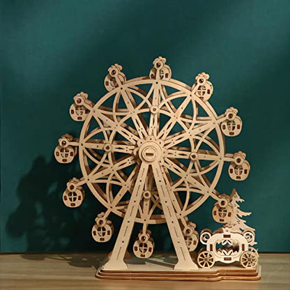3D Wooden Puzzles Ferris Wheel Model Kits, Brainteaser and Puzzle for Christmas/Birthday,Gifts for Adults and Teens to Build Combination - style: Ferris Wheel