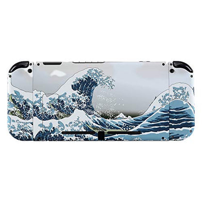 eXtremeRate DIY Replacement Shell Buttons for Nintendo Switch, Soft Touch Back Plate for Switch Console, Custom Housing Case with Full Set Buttons for Joycon Handheld Controller - The Great Wave - color: The Great Wave