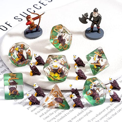 Eagle DND Animal Resin D&D Dice Set, 7pcs Polyhedral Dice (D4, D6, D8, D10, D12, D20, D%) for Dungeons and Dragons, RPG, MTG, Role Playing Games - color: Eagle