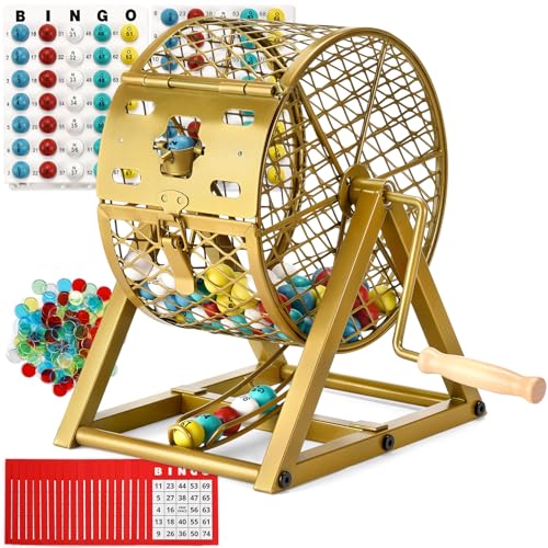 GADFISH 12" Bingo Game Set, Bingo Sets Adults for Large Group Seniors, 0.78" Bingo Balls with Steel Cage, 30 Cards, Board and Chips for Adults Parties, Game Night, Community